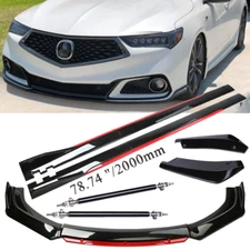 Gloss Black Strut Rod Front Bumper Lip Spoiler Splitter For Acura TLX A-Spec