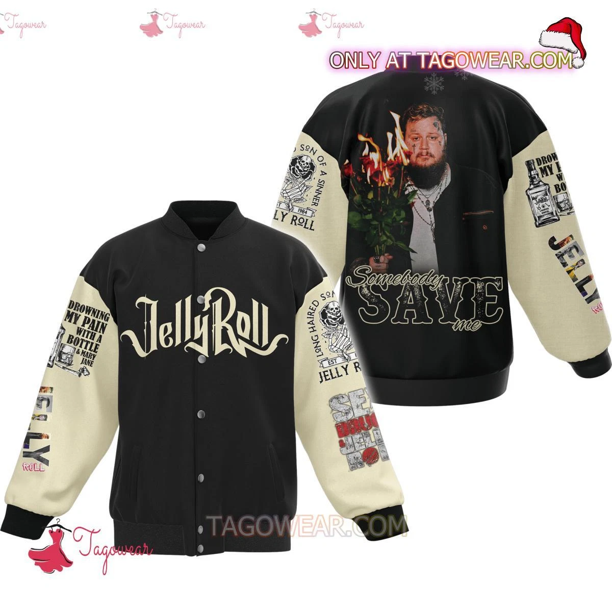 Jelly Roll Somebody Save Me Baseball Jacket