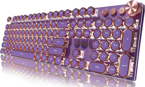 EWEADN Typewriter Style Mechanical Gaming Keyboard,104 Keys Backlit LED Keyboard - Picture 1 of 6