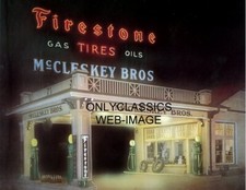 1932 McCLESKEY BROS GAS AND TIRE STATION PRINT BERMINGHAM ALABAMA AUTOMOBILIA