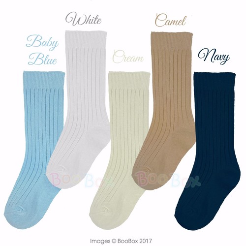 Baby Boys & Boys 3/4 Knee High Spanish Style Plain Ribbed Socks Socks 0