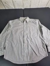 Eddie Bauer Shirt Mens L Striped Button down Dress Wrinkle Resistant Classic Fit