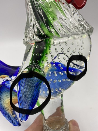 Murano Art Glass Cockerel Rooster Figurine 12" Heavy w/Tag w/Bubbles - Picture 11 of 12