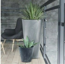 concrete structural effect flower pot Modern pots garden patio plastic 28 - 76cm