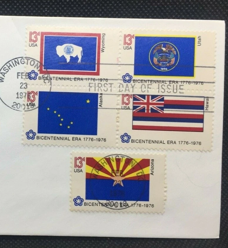 FDC Envelope & Stamp: Commemorating 50 United States AZ, HI, WY, UT, AK 1976 - Image 3 of 3