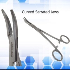 1 PC PREMIUM Hemostat Locking Forceps 5" Curved Surgical Pliers Fully Serrated