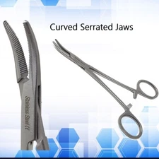 1 PC PREMIUM Hemostat Locking Forceps 5" Curved Surgical Pliers Fully Serrated