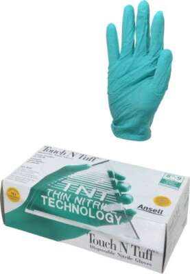 100 Pack Ansell 92-500-LG Disposable Powdered Nitrile Gloves, Size