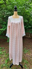 Vintage Christian Dior Pink Satin Signature Logo Print Lace Nightgown Size M