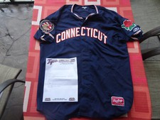 Dane Myers 2017 Connecticut Tigers game worn used jersey LOA Rice Miami Marlins!