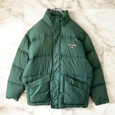 90s Polo Sport Down Jacket Green Embroidered Stars & Stripes 