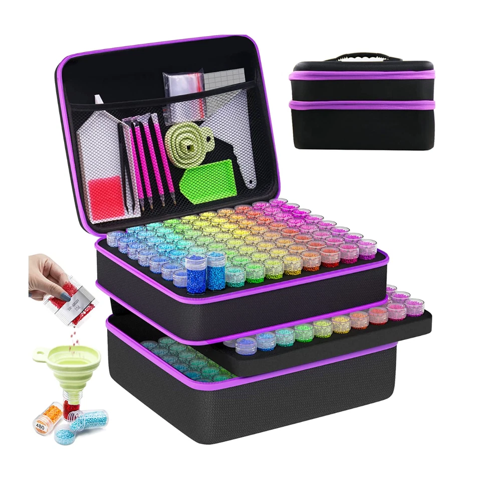 5D Diamond Painting Zubehör 240 Boxen + Koffer Aufbewahrungsbox Diamant Malerei