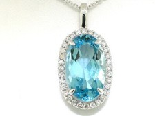 Aquamarin Anhänger 750 Weißgold 18Kt   6,04ct Aquamarin   32 Brillanten 0,32ct