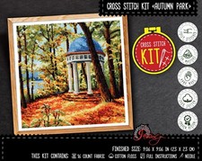 Autumn Park Cross Stitch Kit for Adults Landscape Embroidery Kit Counted Pattern