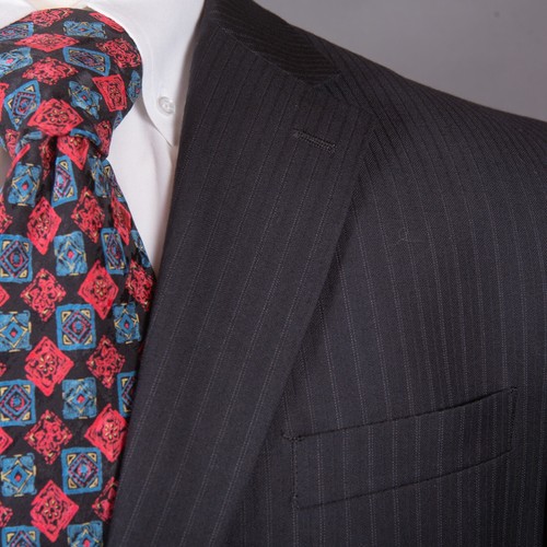 Chaps Mens Sport Coat 44L Gray Wool Pinstripe Blazer Suit Jacket Business Nice - Picture 5 of 9