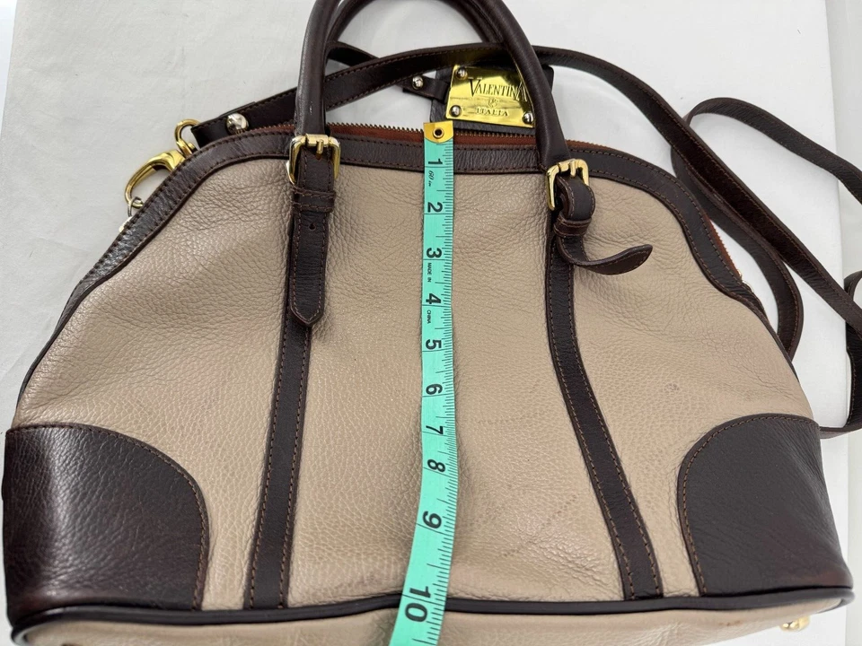 Valentina Lujo Marrón Guijarro Cuero Cúpula Bolso Cartera 2 Vías Bolso de Mano Foto 4 de 4