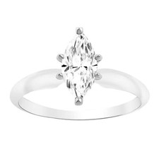 Engagement Wedding Solitaire Ring 1.5Ct Marquise Moissanite White Gold Plated