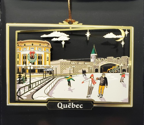 Quebec Kanada Ornament Eislaufen Platz D'Youville Messing personalisieren Jahr Charm