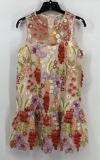 Just Me Sleeveless Multicolor Floral Dress Size XS Zip Closer A Line Lined