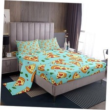 Pizza Bed Set Fast Food Sheet Set for Kids Boys Girls Food Queen Multi 12
