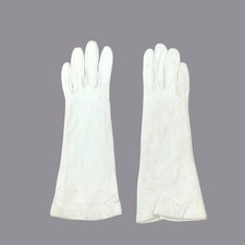 Vintage Cream White Leather Gloves X Small