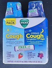 Vicks Childrens Day and Night Cough Relief Medicine Syrup, 6 oz, 2 pk.04/27