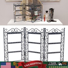 Foldable Jewelry Organizer Stand 72 Holes Earring Necklace Holder Display Rack