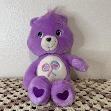Care Bears 2007 Share Bear Plush Purple Lollipops Clean EUC