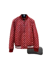 Luxurious Louis Vuitton Red Leather Jacket US standards LargeMen's