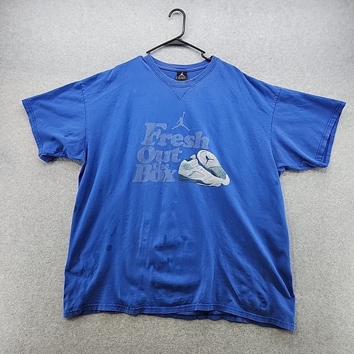 Nike Air Jordan T-Shirt Men's Blue 3XL Fresh Out The Box Casual Faded Wording
