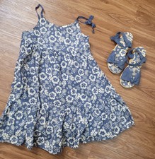 Robe Fille Gymboree Taille 7 - Bleu Et Blanc En Popeline Coton, Neuve Sans étiquette !