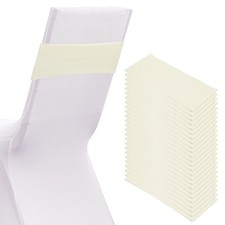 25 Pcs Spandex Chair Sashes Bows with Slider Buckle, Dark White