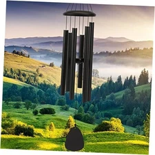 Wind-Chimes-Outdoor-Large-Decor, Deep Tone Soothing Melodic Tones 32" Black