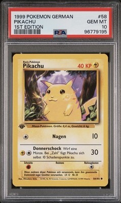 1999 Pokemon GERMAN 1st Edition Base Set Pikachu 58/102 PSA 10 GEM
