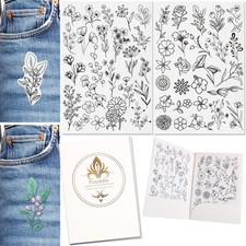 50Pcs Embroidery Pattern Water Soluble Embroidery Stabilizers, Stick and Stit...