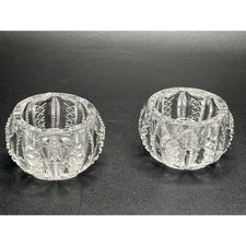 VTG Salt Cellar Open Dip Dish Cut Crystal Clear Glass Zipper Spices Ring Holder