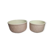 Set of 2 Nesting Stoneware Serving Bowls Bloomingville Slate Pink & Cream