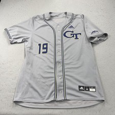 Georgia Tech Yellow Jackets Jersey Mens 44 Gray Adidas Baseball ACC GAME WORN