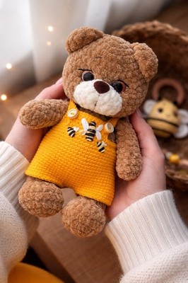 Handmade Teddy Bear Crochet Toy Amigurumi Plush Baby Gift Toy