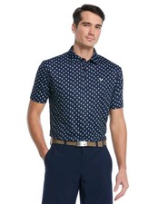 86 Callaway Men's Tropical Cocktail Print Polo - Peacoat - Medium-New With Tag