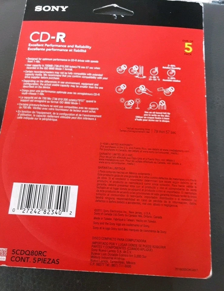 SONY CD-R 80min 700MB/Mo 1-48X 15 Disc - Image 3 of 3