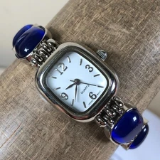 Ubranded Women Blue Gemstone Silver Bracelet Rectangular Quartz Watch 6 1/2"