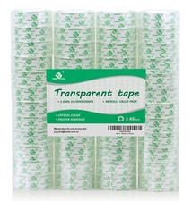 48 Rolls Crystal Clear Transparent Tape, Stationery Tape Refills Rolls for Di...