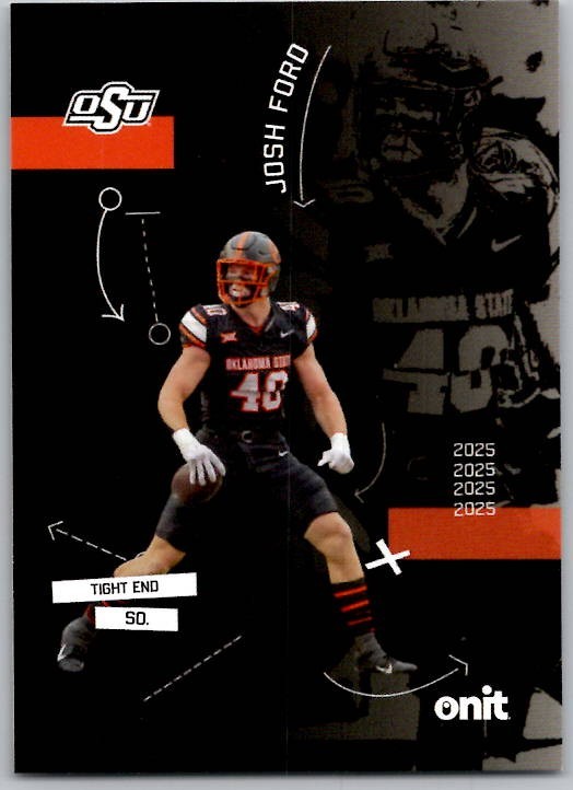 2025 Onit NIL NCAA Football Silhouettes Josh Ford SIL-2 Oklahoma State Cowboys