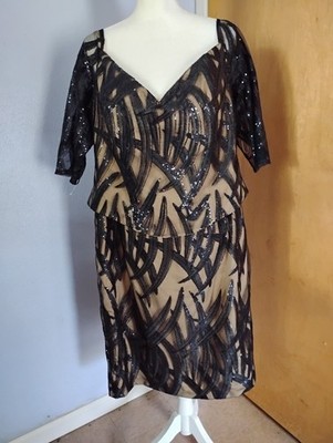 Feriani Couture Mother Of The Bride Sequin Overlay Evening Formal Dress Size 18
