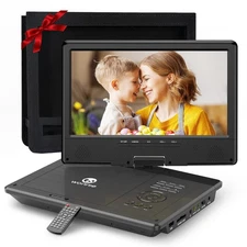 WONNIE 12.5" Portable DVD Player, 10.5" HD Swivel Screen, Car Mount, USB/SD/T...