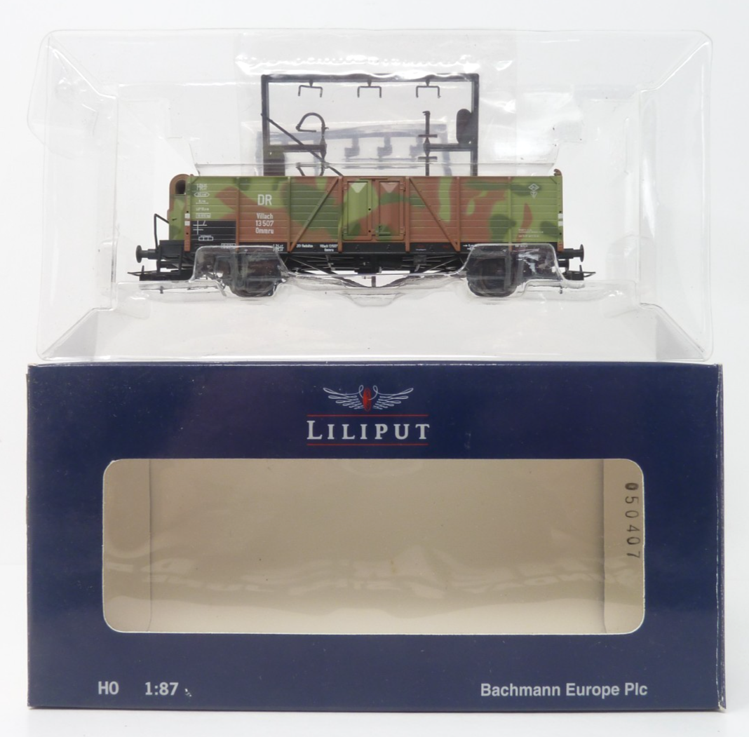 LILIPUT L221798 Camouflage Open Goods Wagon Brakemans Cab DR Epoch II HO Gauge