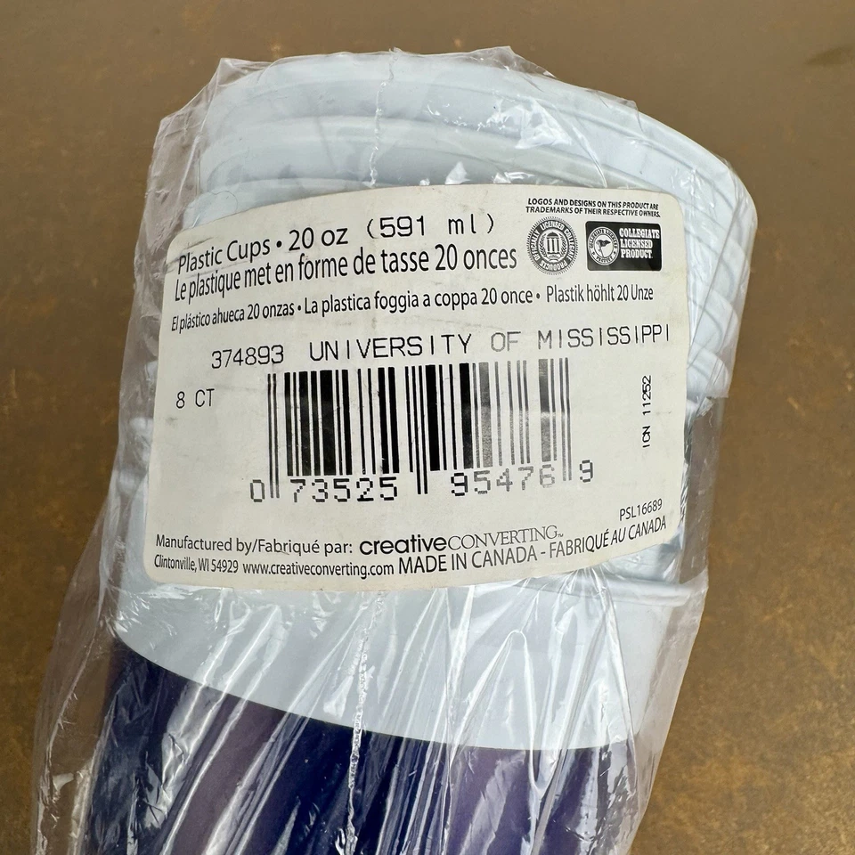 2 Ole Miss Plastic Tablecovers Cups University Of Mississippi Licensed Party USA - Image 4 of 4