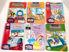 Lot Of 6 Leap Frog Leap Pad Learning Books W/ Cartridges Pre School Reading Math