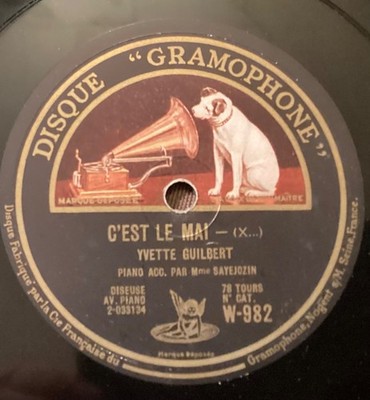 Yvette Guilbert on 78 rpm Gramophone W982: C est le mai/La délaissée; E cond